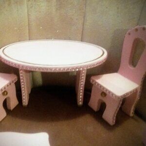 Pink rhinestone wooden dollhouse furniture